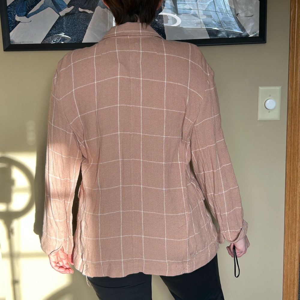 Madewell Breezewoven Larsen Blazer in Windowpane Linen Sandstone - Picture 8 of 8